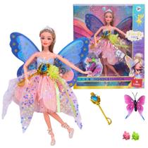 Boneca Articulada Fada Com Asas Azul e Acessórios - Castela Boneca Articulada Fada Com Asas Azul e Acessórios - Castela
