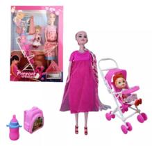 Boneca articulada MÃE GUERREIRA com bebê - Pronta entrega