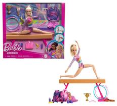 Boneca Articulada Playset Barbie Ginasta Loira Com 14 Acessórios - Barbie Malibu - Barbie Profissões - Mattel - HGR52