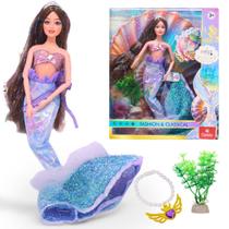 Boneca Articulada Sereia Roxa Com Acessórios - Castela Boneca Articulada Sereia Roxa Com Acessórios - Castela