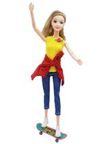 Boneca Articulada Skatista Patinadora Esportes Radicais