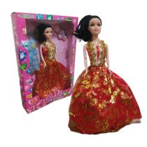 Boneca Articulada Vestido Princesa Bella Fashion Doll 28cm Premium