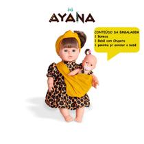 Boneca Ayana Mamãe Com Bebe E Paninho Para Carregar