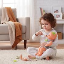 Boneca Babidu Papinha com Acessórios Cozinha Infantil Brinquedo Didático 30cm