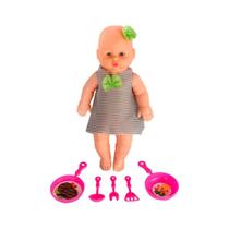 Boneca Babidu Papinha com Acessórios Cozinha Vinil Atóxico