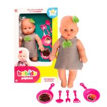 Boneca Babidu Papinha com Acessórios de Cozinha Fofa Linda Presente