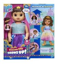 Boneca Baby Alive Princesa Ellie Grows Up Morena - Cresce C/ Carinho, 75 Sons e Frases em Portugues - Hasbro