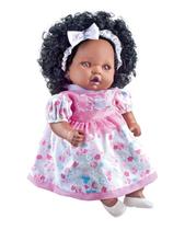 Boneca Baby Angelina Negra Fala 62 Frases C/ Mamadeira - Milk - Milk Brinquedos