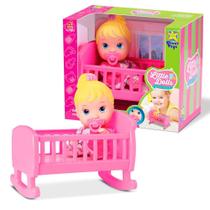 Boneca Baby Bebê Little Dolls Alive com Bercinho - Divertoys