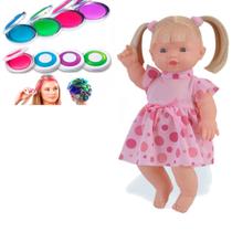 Boneca Baby Elisi Fala 30 Frases Com Kit Mechas Coloridas