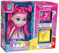 Boneca Baby Happy Surprise Cabelo Rosa Surpresas Super Toys