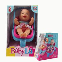 Boneca Baby Lú Passeio No Carrinho Vestido Rosa Sid Nyl 1381