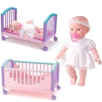 Boneca Baby Minha Primeira Oração + Bercinho Cama De Dormir