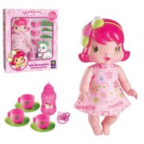 Boneca Baby Moranguinho Cheirosinha No Chazinho da Tarde com 8 Acessórios Mimo Toys