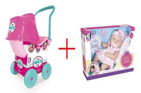 Boneca Baby Ninos Reborn + Carrinho de Lapela - Cotiplás