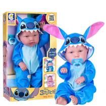 Boneca Baby Realista Menina Stitch 37cm Macacão E Chupeta Boneca Baby Realista Menina Stitch 37cm Macacão E Chupeta