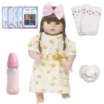 Boneca Baby Reborn 52 cm Menina Laura + Enxoval Completo