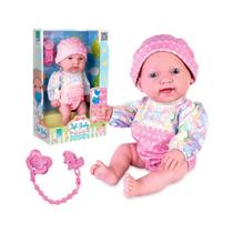 Boneca Baby's Collection Bebê Menina Em Vinil Com Acessório