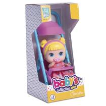 Boneca babys collection mini 18cm com carrinho super toys