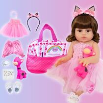 Boneca Bailarina Bebê Reborn Realista Silicone Menina Bolsa Maternidade