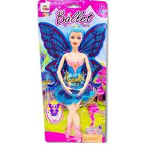 Boneca Bailarina Fada Borboleta Articulada asas c/ glitter