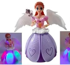 Boneca Bailarina Fada Elsa Dançarina Musical Gira Anda tem luz e muito divertida.