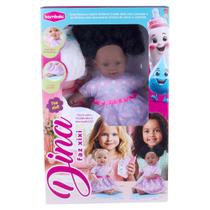 Boneca Bambola Dina Negra Faz Xixi na Fralda