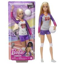 Boneca Barbie Articulada Feita Para Mexer Jogadora de Voleibol Loira Edição Barbie Esportes Mattel HKT71