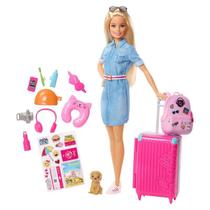 Boneca Barbie - Barbie Viajante com Pet e Adesivos - Mattel - MATTEL