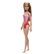 Boneca barbie básica com maiô loira ou morena na praia - Original mattel