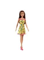 Boneca Barbie Básica Ruiva Fashion Vestido Amarelo de Borboletas - Mattel