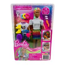 Boneca Barbie Cabelo Colorido E Raspado Muda De Cor Negra