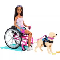 Boneca Barbie Cadeira de Rodas + Cachorro Mattel - HJY85