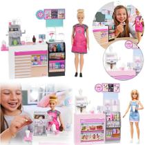 Boneca Barbie Cafeteria De Luxo Funcional + 20 Acessórios