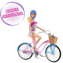 Boneca Barbie Ciclista Original Mattel Com Bicicleta Rosa Capacete Garrafinha Articulada Brinquedo Menina Presente Estilo Realista Presente Menina
