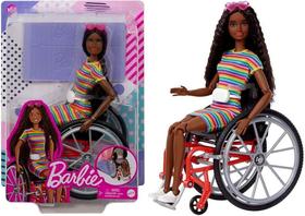 Boneca Barbie Colecionável Articulada Menina Morena Negra Cadeirante - Acompanha Cadeira De Rodas - Fashionistas Doll Número 166 - Mattel