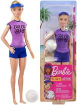 Boneca Barbie Colecionável Menina Loira Quero Ser Profissões Atleta Jogadora Vôlei De Praia - Mattel