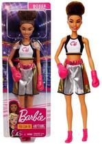 Boneca Barbie Colecionável Morena Com Cabelo Black Power Quero Ser Profissões Atleta Lutadora De Boxe Boxeadora - Mattel