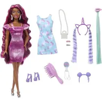 Boneca Barbie com Acessorios Totally Hair Vestido Roxo Mattel HKT95 Boneca Barbie com Acessorios Totally Hair Vestido Roxo Mattel HKT95