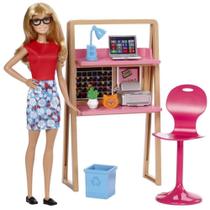 Boneca Barbie Com Móveis Acessórios Escritório DVX51 Mattel
