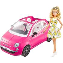 Boneca Barbie com Veículo Fiat Rosa - Mattel