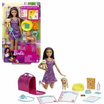 Boneca Barbie Conjunto Adota Cachorrinhos Morena Mattel HKD86