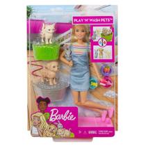 Boneca Barbie Conjunto Banho Dos Cachorrinhos Mattel Fxh11