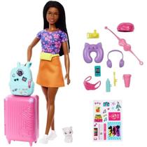 Boneca Barbie Conjunto De Viagem Boneca Broklin E Pets