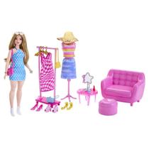 Boneca Barbie Curvy Estilista Boutique Playset 30 Peças Mattel