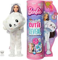Boneca Barbie Cutie Reveal Snowflake Sparkle com urso polar