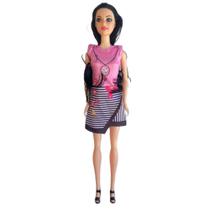 Boneca barbie de plástico com vestido de acessórios de brinquedo para criança menina - presente