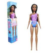 Boneca Barbie Dia Praia Piscina Negra Maio Roxo Mattel Boneca Barbie Dia Praia Piscina Negra Maio Roxo Mattel