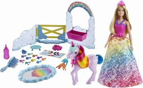 Boneca Barbie Dreamtopia e Unicórnio com Acessórios - Mattel GTG01