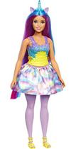 Boneca Barbie Dreamtopia Unicórnio (Curvilínea,Azul&Roxo) - Saia,Cauda&Tiara Remov., Brinquedo 3+